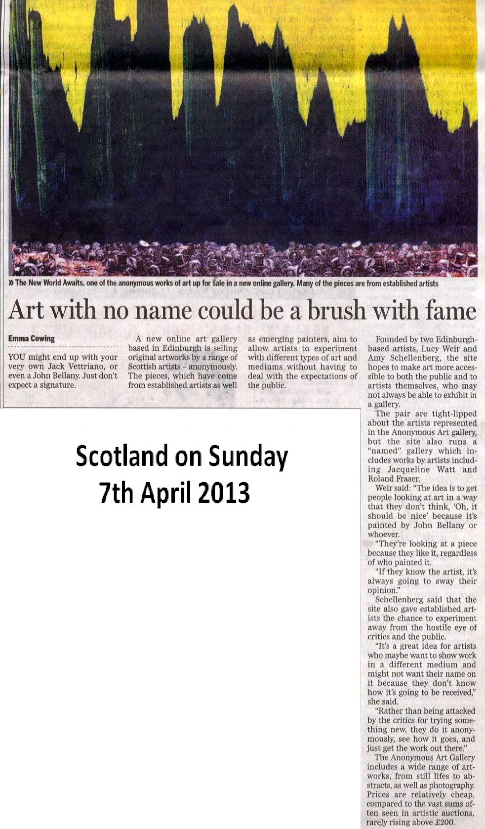 Copy of the Scotland on Sunday article 